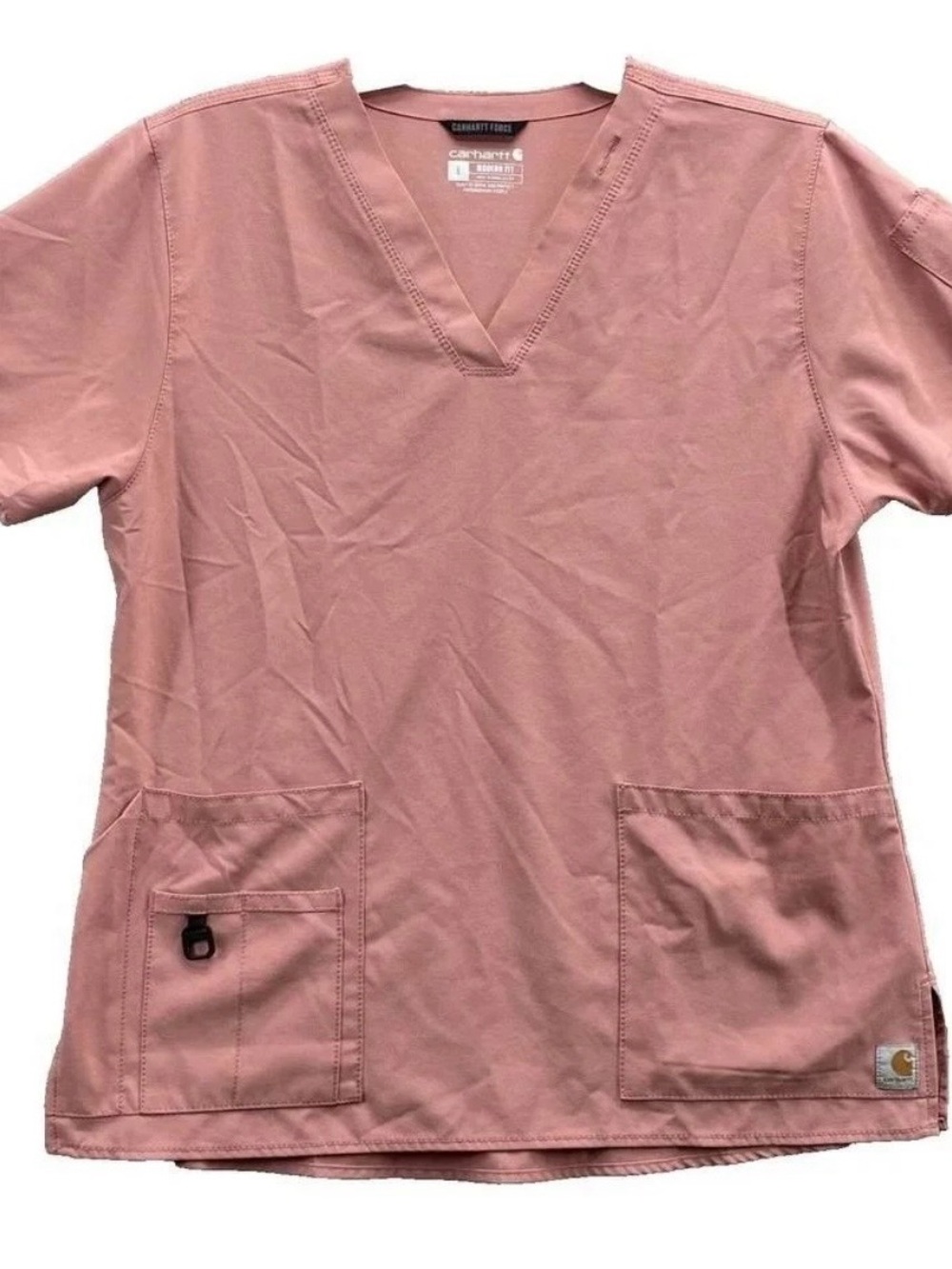 Carhartt Force Dusty Rose Salmon Pink Nurse Modern Fit Scrub Top- Women’s 2XL